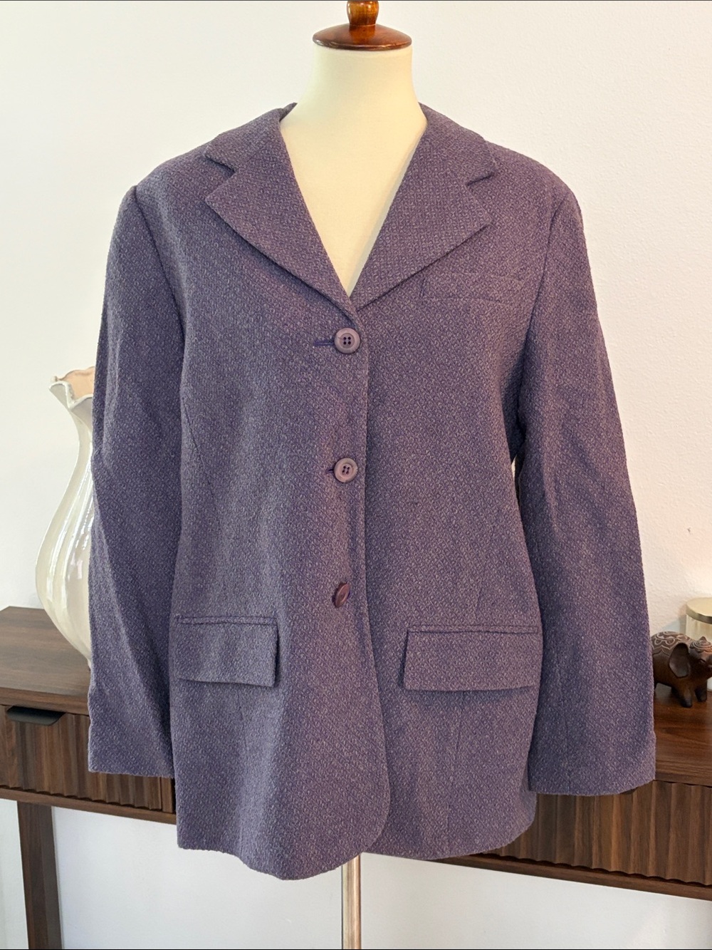 Hillard & Hanson Dusty Purple Notch-Lapel Wool Blend Blazer Sz 16 Vintage